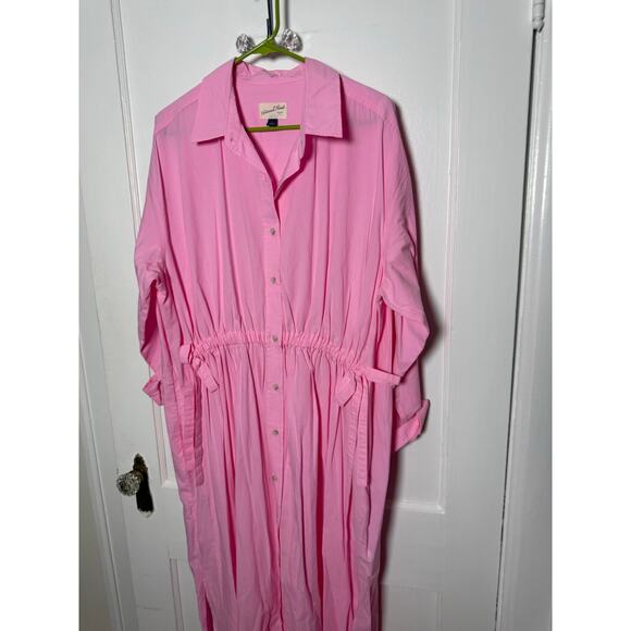 Universal Thread Pastel Pink Oversized Midi Shirt Dress Women's Large - Picture 3 of 7